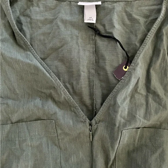 Ava + Viv NEW Olive Green Adjustable Belt Zip Closure Jumpsuit - Picture 3 of 6